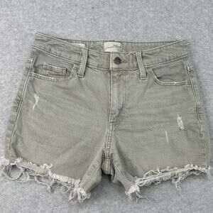 Universal Thread Vintage Midi Denim Short SZ 26 Gray Mid Rise Distressed Cut-Off